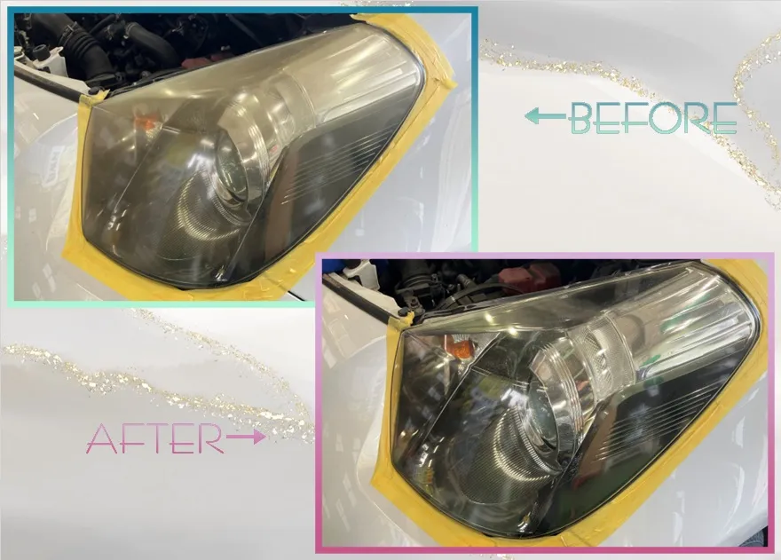 くすみスッキリヘッドライトクリーニング！