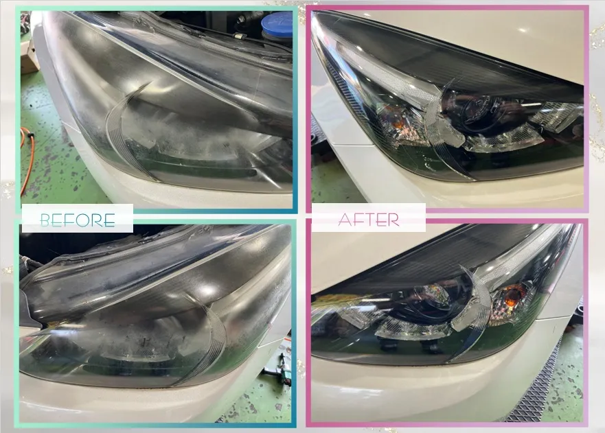 くすみスッキリヘッドライトクリーニング！